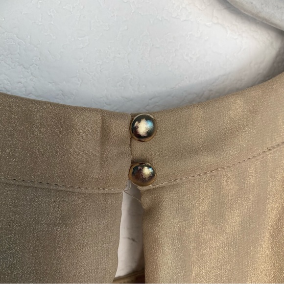 Thalia Sodi Shimmery Gold Cold Shoulder Top with Removable Jewelry Trim - Picture 10 of 14